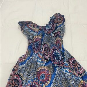 Vibrant Blue Geometric Maxi Dress